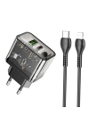 HOCO N34 PD20W USB+Type-C + iPhone Lightning Kablo Hızlı Şarj Adaptör Seti