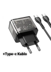 HOCO N34 PD20W USB+Type-C + Type-C Kablo Hızlı Şarj Adaptör Seti