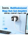 HOCO NS3 Multifonksiyonel Type-C + 2 USB + 240V Mega Hızlı Şarj Adaptörü Priz