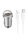 HOCO NZ10 PD45W+QC3.0 USB + Type-C Araç Çakmaklık Hızlı Şarj Aleti+ İPhone Kablo