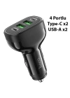 Hoco NZ11 PD72W 4 Portlu USB + Type-C Hızlı Şarj Araç Çakmaklı Şarj Aleti