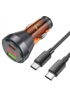 HOCO NZ12B Unimpeded PD48W USB + Type-C Araç Çakmaklı Hızlı Şarj Aleti + Type-C to Type-C Kablo