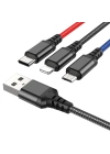 HOCO X76 3in1 Type-C + iPhone Lightning + Micro USB 2A Şarj Kablosu