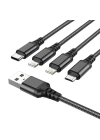 HOCO X76 4in1 Type-C + iPhone Lightning + Micro USB 2A Şarj Kablosu