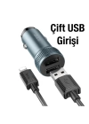 HOCO Z49 Çift USB Girişli Araç Şarj Başlık + USB To iPhone Lightning Kablo