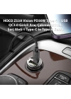 HOCO Z53A Vision PD30W Type-C + USB QC3.0 Girişli Araç Çakmaklık Hızlı Şarj Aleti + Type-C to Type-C