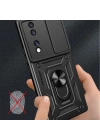 Honor 70 Kılıf Magnetik Standlı Kamera Korumalı Zore Sürgülü Vega Kapak