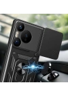 Huawei Pura 70 Pro 5G Kılıf Magnetik Standlı Kamera Korumalı Zore Sürgülü Vega Kapak