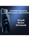 İPhone 12 6.1 2İN1 Full Glue Tempered Cam Ekran Koruyucu +Kamera Lens Set