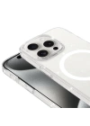 iPhone 15 Pro Kılıf Zore M-safe Şarj Özellikli Simli Şeffaf Arka Yüzey Erdos Silikon Kapak