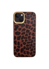 More TR Apple iPhone 13 Kılıf Kajsa Glamorous Serisi Leopard Combo Kapak