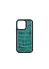 More TR Apple iPhone 13 Kılıf Wiwu Croco Pattern Calfskin Orjinal Deri Kapak