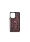 More TR Apple iPhone 13 Mini Kılıf Wiwu Croco Pattern Calfskin Orjinal Deri Kapak