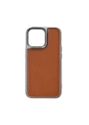 More TR Apple iPhone 13 Mini Kılıf Wiwu Genuine Leather Silver Calfskin Orjinal Deri Kapak