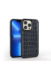 More TR Apple iPhone 13 Pro Kılıf Wiwu Croco Pattern Calfskin Orjinal Deri Kapak