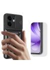 Oppo Reno 13F 5G Kılıf Magnetik Standlı Kamera Korumalı Zore Sürgülü Vega Kapak
