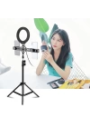 PULUZ 1.1M Çift Telefon tutucu 6.2CM Led Işık Stand Youtuber,Canlı Yayın Selfie TikTok Makeup