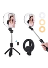 PULUZ 6.3 inch 16cm Ring LED Canlı Yayın Bluetooth Tripod Vlogging Selfie Light