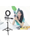 PULUZ 70CM Çift Telefon tutucu 6.2CM Led Işık Stand Youtuber,Canlı Yayın Selfie TikTok Makeup