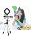 PULUZ Tripod 16cm Çift Telefon tutucu 6.2CM Led Işık Stand Youtuber,Canlı Yayın Selfie TikTok Makeup