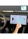 Tesla Yeni Model Y 2in1 Araç Multimedya Ekran Koruyucu Uygulama Aparatlı Zore Premium Temperli Cam Ekran Koruyucu