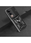 Vivo V50 Lite 4G Kılıf Magnetik Standlı Kamera Korumalı Zore Sürgülü Vega Kapak