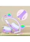 Zore B30 RGB Led Işıklı Kedi Kulağı Band Tasarımı Ayarlanabilir Katlanabilir Kulak Üstü Bluetooth Kulaklık