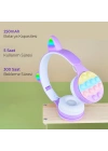 Zore B30 RGB Led Işıklı Kedi Kulağı Band Tasarımı Ayarlanabilir Katlanabilir Kulak Üstü Bluetooth Kulaklık