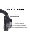 Zore BT850 Ayarlanabilir ve Katlanabilir 90 Derece Dönebilen Kulak Üstü Bluetooth Kulaklık