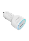 Zore CC-02 Hızlı Şarj Özellikli LED Işıklı QC 3.0 USB-A ve Type-C PD Araç Şarj Başlığı PD 20W