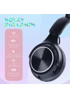 Zore M6 Pro Cat RGB Led Işıklı Kedi Kulağı Band Tasarımlı Ayarlanabilir ve Katlanabilir Kulak Üstü Bluetooth Kulaklık