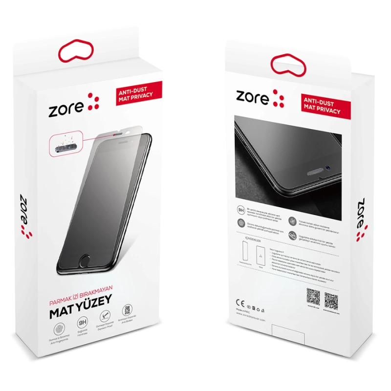 More TR Apple iPhone XR 6.1 Zore Anti-Dust Mat Privacy Temperli Ekran Koruyucu