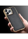 More TR Apple iPhone 13 Kılıf Wiwu Genuine Leather Gold Calfskin Orjinal Deri Kapak