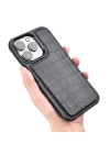 More TR Apple iPhone 13 Pro Kılıf Wiwu Croco Pattern Calfskin Orjinal Deri Kapak