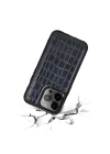 More TR Apple iPhone 13 Pro Max Kılıf Wiwu Croco Pattern Calfskin Orjinal Deri Kapak