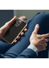 Apple iPhone 13 Pro Max Kılıf Wiwu Genuine Leather Gold Calfskin Orjinal Deri Kapak