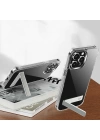 More TR Apple iPhone 12 Pro Kılıf Standlı Şeffaf Silikon Zore L-Stand Kapak