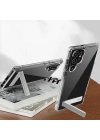 More TR Galaxy S22 Ultra Kılıf Standlı Şeffaf Silikon Zore L-Stand Kapak