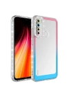 More TR Xiaomi Redmi Note 8 Kılıf Simli ve Renk Geçiş Tasarımlı Lens Korumalı Zore Park Kapak