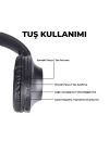 More TR Zore BT850 Ayarlanabilir ve Katlanabilir 90 Derece Dönebilen Kulak Üstü Bluetooth Kulaklık