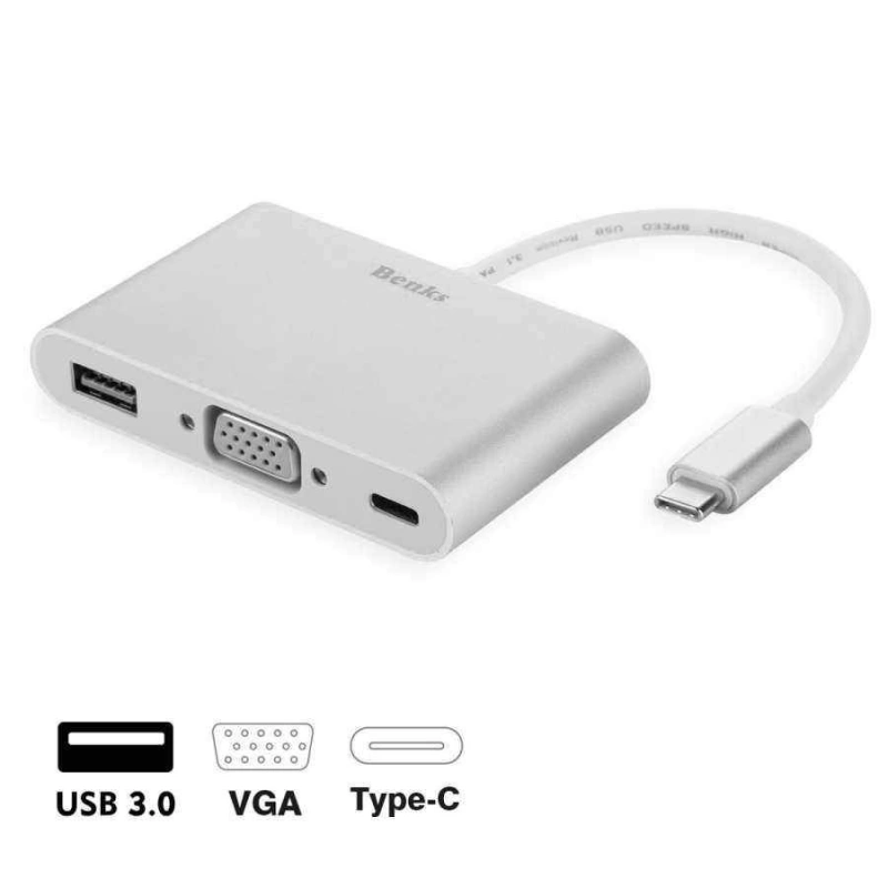 More TR Benks U20 Type-C to 3 in 1 Adaptör (Usb 3.0+VGA+Type-C)