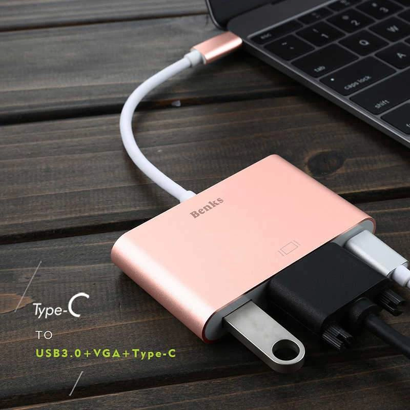 More TR Benks U20 Type-C to 3 in 1 Adaptör (Usb 3.0+VGA+Type-C)