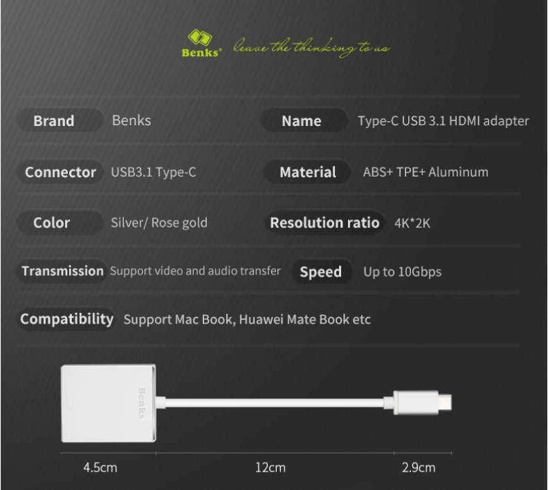 More TR Benks Usb 3.1 Type-C to HDMI Adaptör