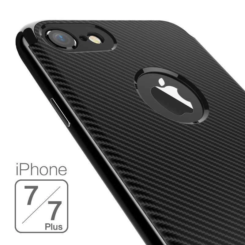 Apple iPhone 7 Plus Kılıf İ-Zore Karbon Silikon