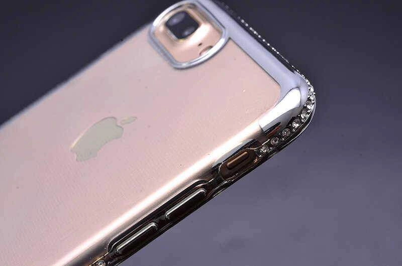 Apple iPhone 7 Plus Kılıf Zore Tek Sıra Taşlı Silikon