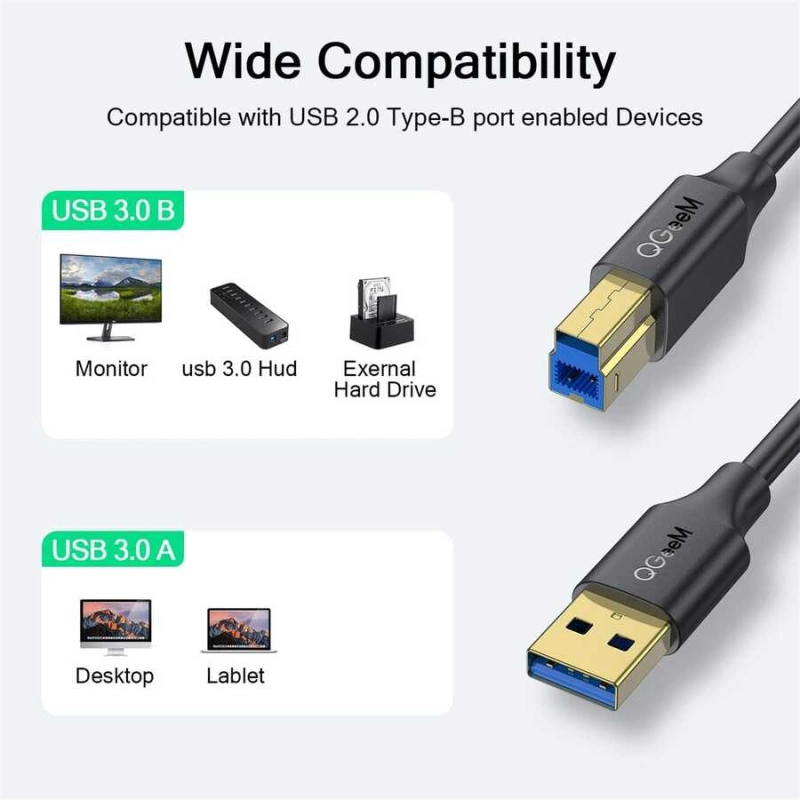 More TR Qgeem QG-CVQ20 Usb Type-A To Usb Type-B Kablo 1.83M