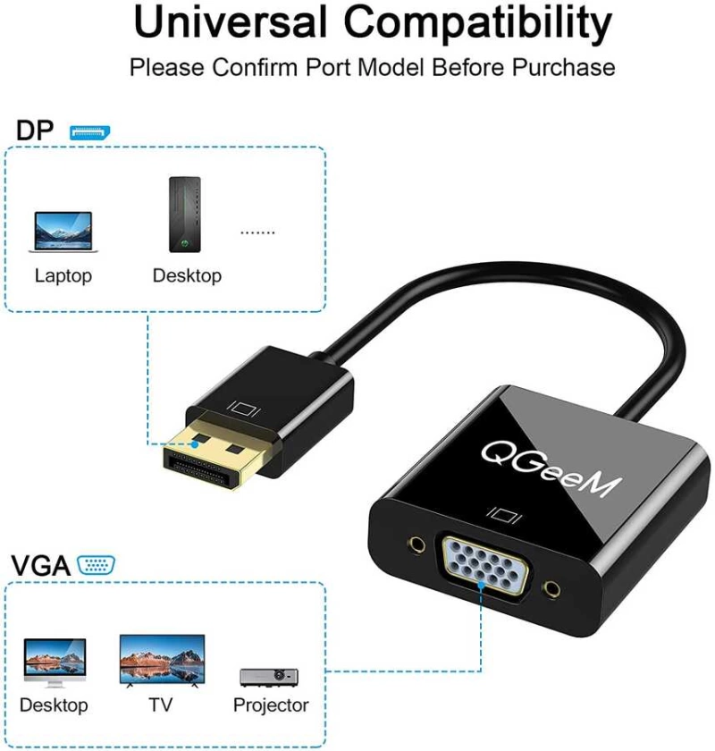 More TR Qgeem QG-HD25 VGA To Display Port Dönüştürücü