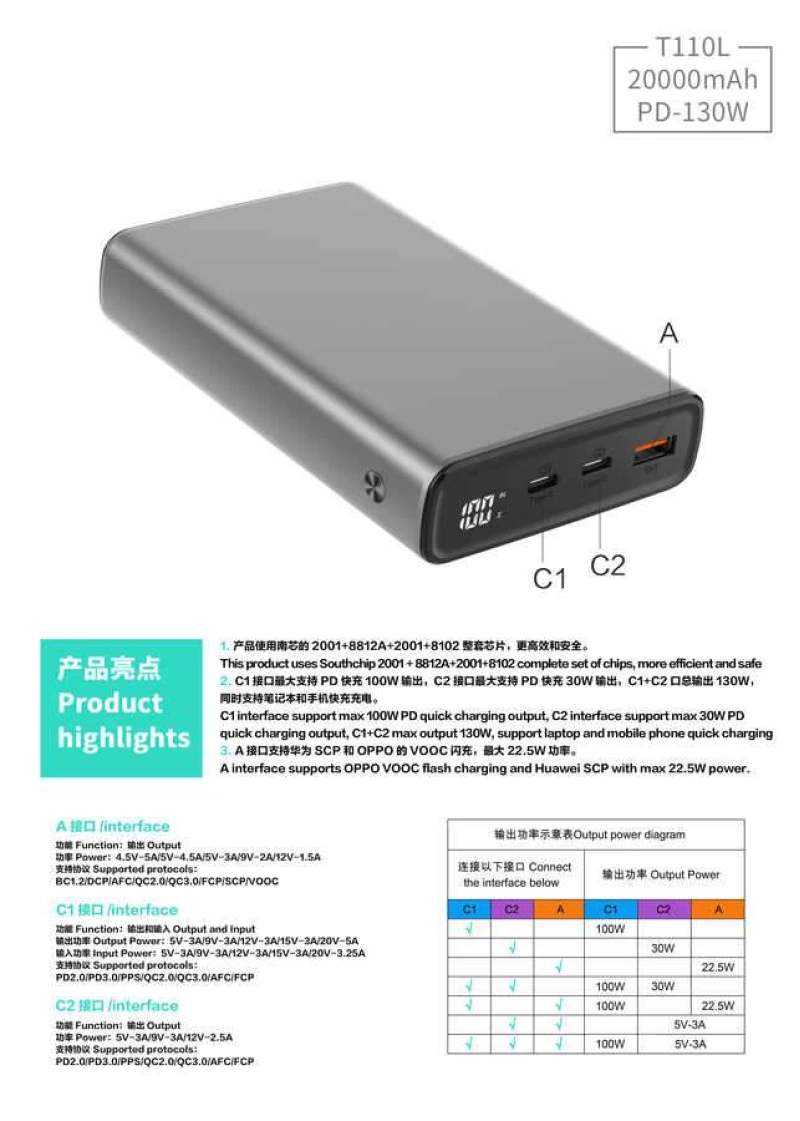 More TR Xipin T110LF 20000 Mah Powerbank