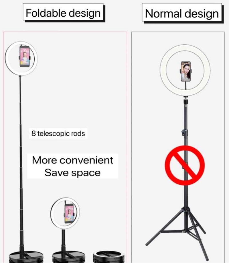 More TR Zore 26 Cm Foldable Işıklı Telefon Tutucu Ring Light