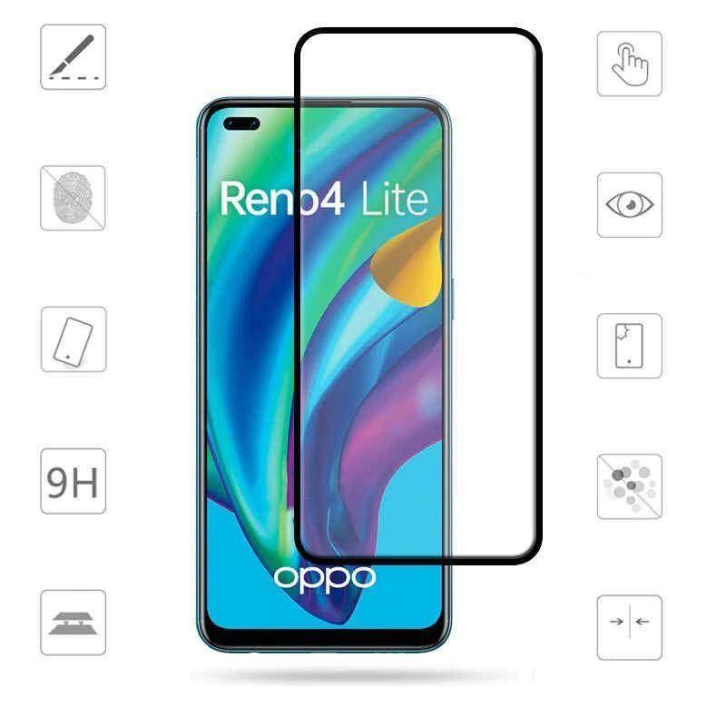 More TR Oppo Reno 4 Lite Zore Kenarları Kırılmaya Dayanıklı Cam Ekran Koruyucu